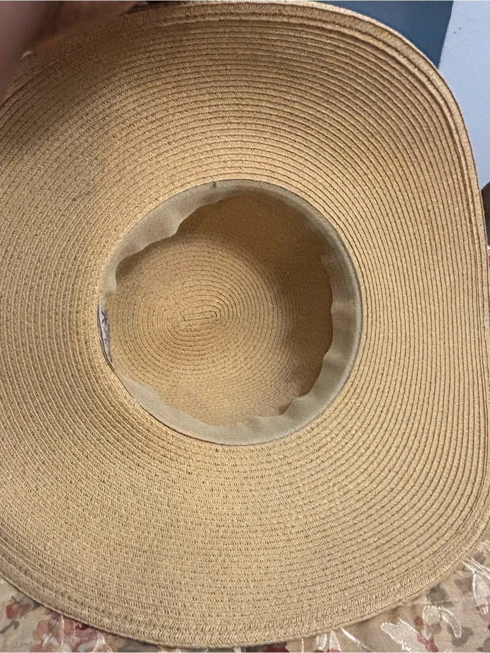 Beaded Raffia Wide-Brim Sun Hat in Tan